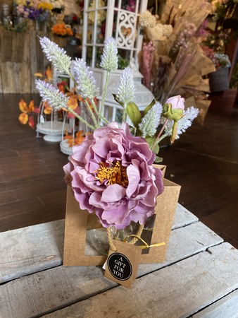 Purple Peony Artificial Flower Vase in Gift Bag - image 2