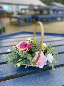 Vibrant Pink Rose and Eucalyptus Basket - image 1