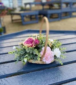 Vibrant Pink Rose and Eucalyptus Basket - image 2