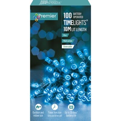 100 LED Time Lights Battery Operated BLUE