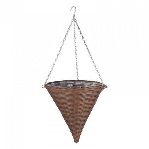 14'' Chestnut Faux Rattan Cone