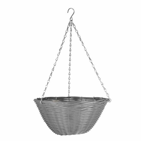 14in Slate Faux Rattan Hanging Basket
