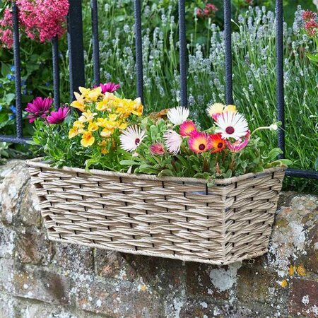 19in Bari Faux Rattan Planter - Sand