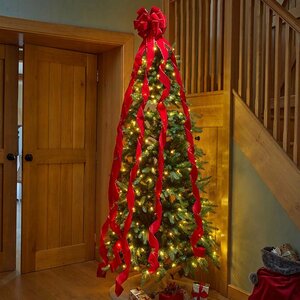 24cm LongTail Velvet Tree Bow - Ruby