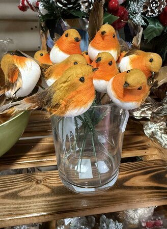 4.5" Cotton Robin On 4" Stem