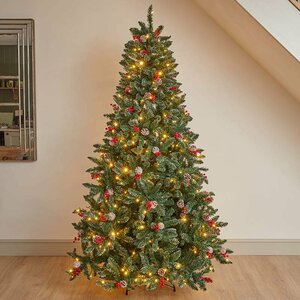 7ft InLit Frosted Pine BerryCone