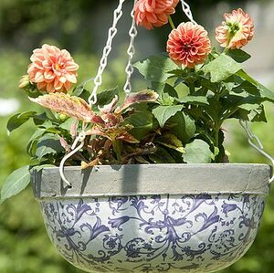 Aged ceramic hanging basket - image 1