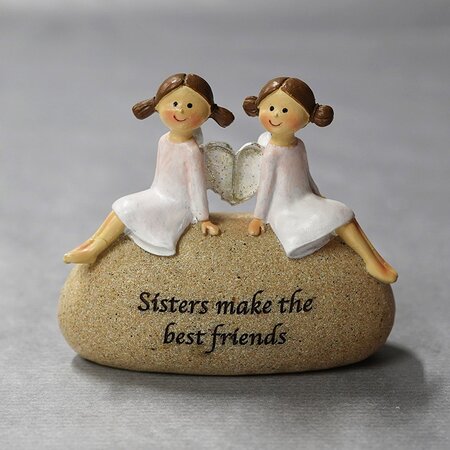 Angel Sisters friendship on stone 10 x 8.5cm