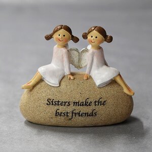 Angel Sisters friendship on stone 10 x 8.5cm