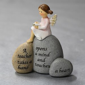 Angel Teacher on stone 8.5x9cm