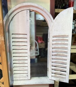 Antique white mirror with french doors - image 2