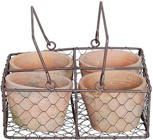 AT 4 pots in wire basket/handle