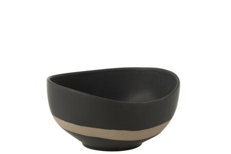 BOWL  CERAMIC BLACK/TAUPE (15.6x15.6x7.9cm)