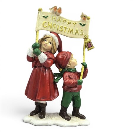Children holding Merry Christmas sign 13cm