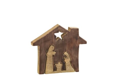 CRECHE HOUSE WOOD BROWN/NAT L (18.5x16x3.5cm)