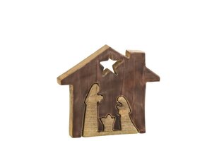 CRECHE HOUSE WOOD BROWN/NAT L (18.5x16x3.5cm)