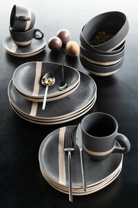 CUP+SAUCER  CERA BK/TAUPE (9.2x9.2x7.5cm) - image 2