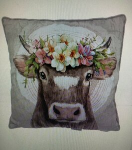 Cushion, square, Cow motif