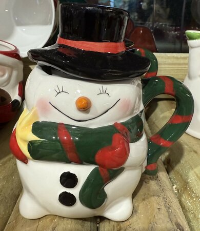 Dolomite mug, Funny Snow man, with lid