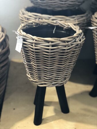 Drypot Rattan Grey On Legs d27h42cm