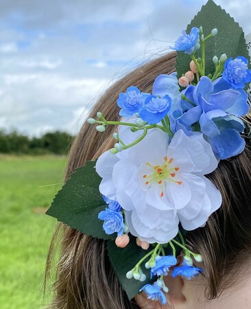 Dusty Blue Handmade Floral Hair Comb - image 2