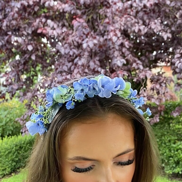 Dusty Blue Handmade Flower Crown D and M Garden Centre