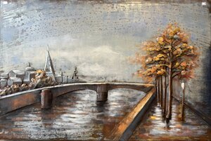 GILDE Gallery, Picture, rectangular, "Rivière", Bridge motif, Metal