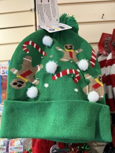 Gingerbread Xmas Hat with Candy Canes & Snowballs