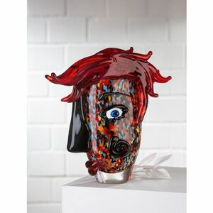 Glass Designvase "Confuso" red / black / blue, hand-blown, dyed through