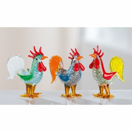 Glass Rooster "Hektor" 3assorted