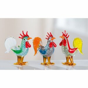 Glass Rooster "Hektor" 3assorted