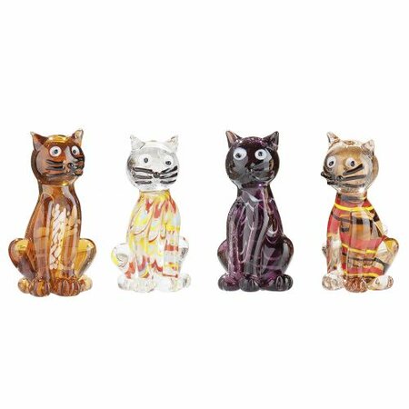 GlassCat sitting 4 assorted hand-blown, 4 colors assorted