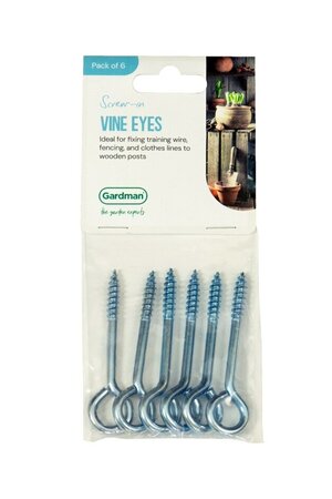 GM Screw In Vine Eyes 6pk