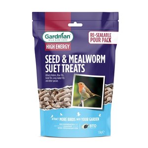 GM Seed & Mealworm Suet Treats 500g + 100% Extra Free