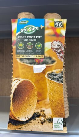 Gro-Sure Fibre Pots Round 6cm 96pk