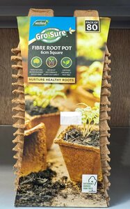 Gro-Sure Fibre Pots Square 6cm 80pk