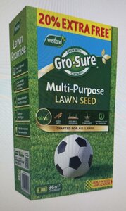Gro-Sure Multi Purpose Lawn Seed 30m2 + 20% Extra Free Box