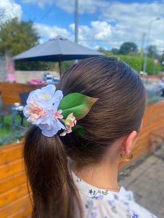 Handmade White Floral Ponytail Clip - image 3