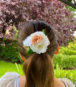 Handmade White Floral Ponytail Clip - image 2