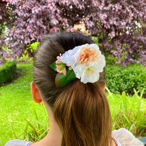 Handmade White Floral Ponytail Clip - image 4