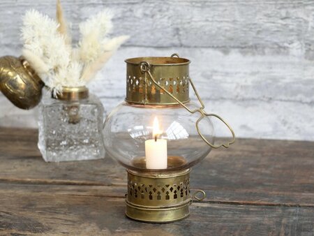 Lantern for short dinner candle Brass