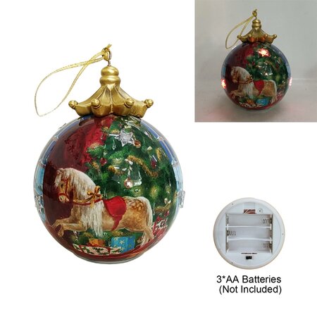 Large Christmas bauble 150mm w/6colour changing leds and rocking horse image