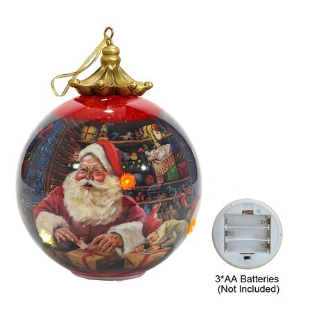 Large Christmas bauble 200mm w/6colour changing leds and trad Santa image