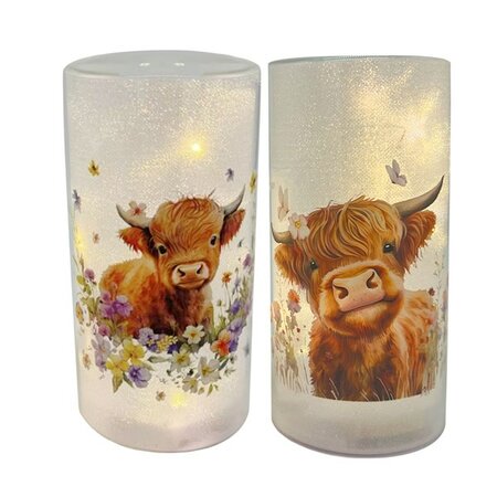 LED Highland Cow 18cm x2 assorted