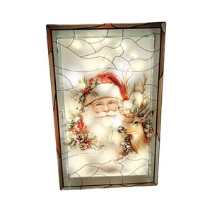 LED Santa Stained Gls 21cm
