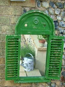 Mirror Louvre distressed green