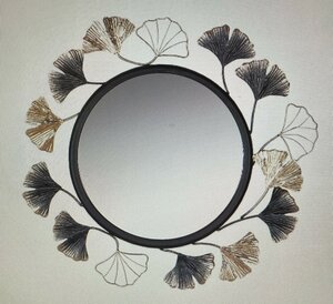 Mirror, round, Ginkgo motif
