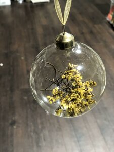 Mix glass transparent w yellow - green - purple dry flowers 3ass - image 2