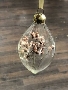 Mix glass transparent w yellow - green - purple dry flowers 3ass - image 3