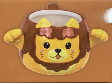 Mug, Huggy Mug, Lion, dolomite, 15 x 10 cm, capacity 450 ml, in gift box